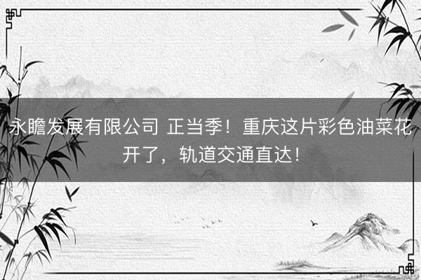 永瞻发展有限公司 正当季！重庆这片彩色油菜花开了，轨道交通直达！