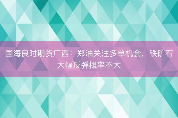 国海良时期货广西：郑油关注多单机会，铁矿石大幅反弹概率不大
