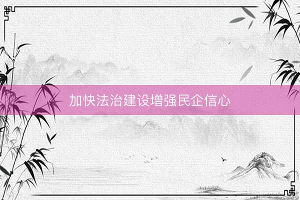 加快法治建设增强民企信心