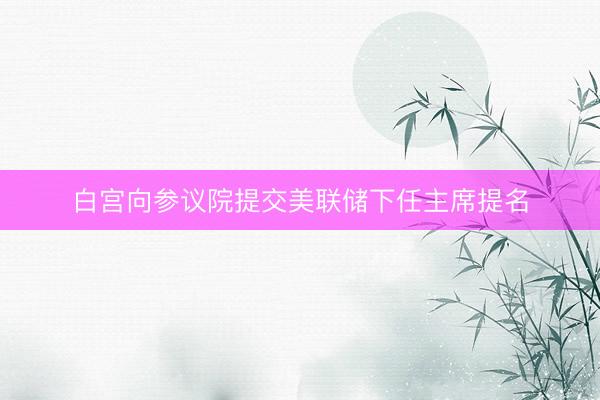 白宫向参议院提交美联储下任主席提名