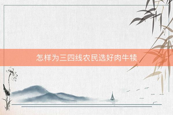 怎样为三四线农民选好肉牛犊