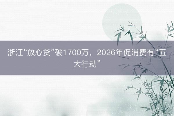浙江“放心贷”破1700万，2026年促消费有“五大行动”