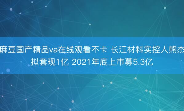 麻豆国产精品va在线观看不卡 长江材料实控人熊杰拟套现1亿 2021年底上市募5.3亿