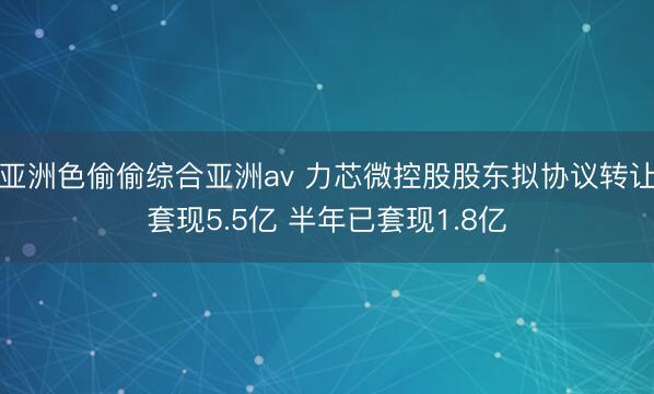 亚洲色偷偷综合亚洲av 力芯微控股股东拟协议转让套现5.5亿 半年已套现1.8亿