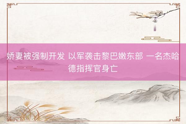 娇妻被强制开发 以军袭击黎巴嫩东部 一名杰哈德指挥官身亡
