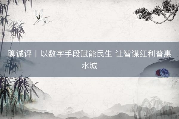 聊诚评丨以数字手段赋能民生 让智谋红利普惠水城