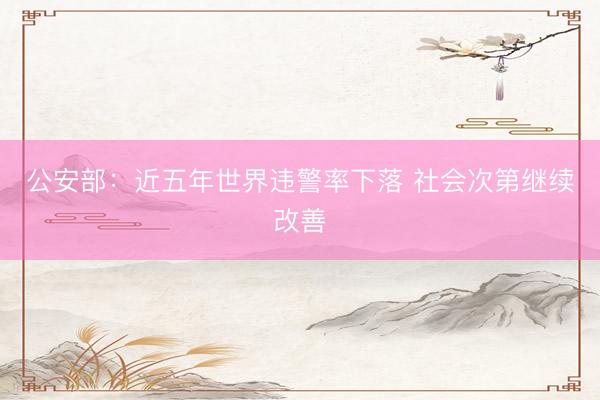 公安部：近五年世界违警率下落 社会次第继续改善
