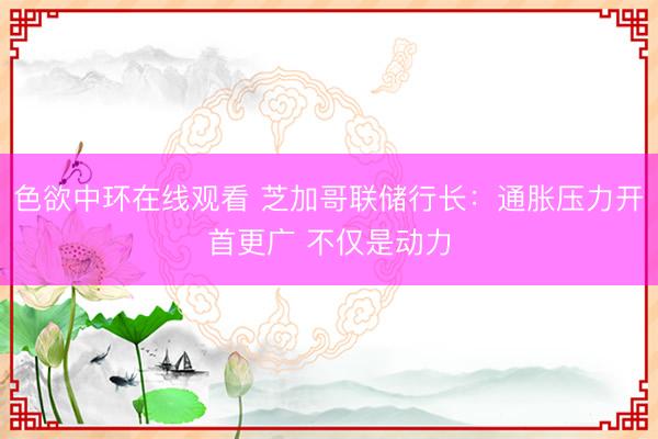 色欲中环在线观看 芝加哥联储行长：通胀压力开首更广 不仅是动力