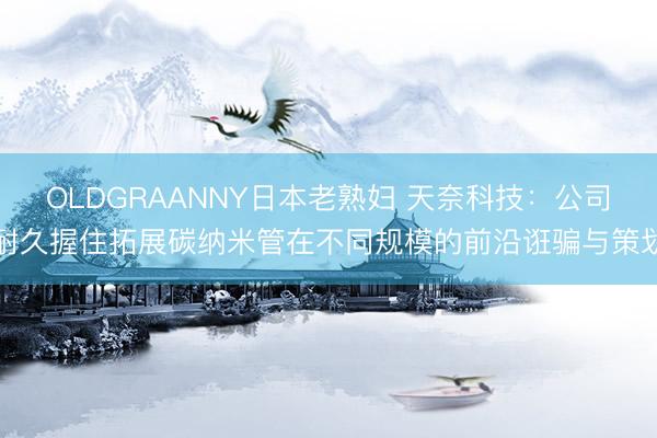 OLDGRAANNY日本老熟妇 天奈科技：公司耐久握住拓展碳纳米管在不同规模的前沿诳骗与策划
