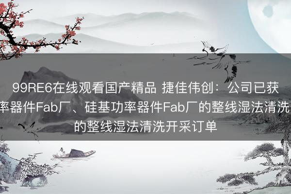 99RE6在线观看国产精品 捷佳伟创：公司已获取SiC功率器件Fab厂、硅基功率器件Fab厂的整线湿法清洗开采订单