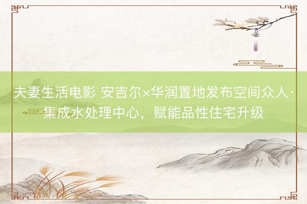 夫妻生活电影 安吉尔×华润置地发布空间众人·集成水处理中心，赋能品性住宅升级