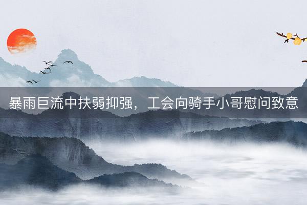 暴雨巨流中扶弱抑强，工会向骑手小哥慰问致意