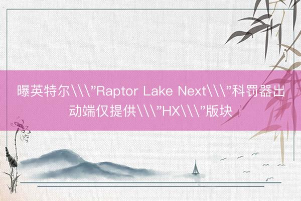 曝英特尔\