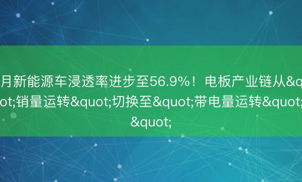 5月新能源车浸透率进步至56.9%！电板产业链从"销量运转"切换至"带电量运转"